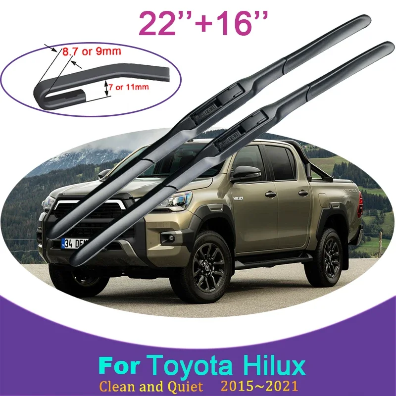 

for Toyota Hilux 2015 2016 2017 2018 2019 ~ 2021 Rubber Wiper Snow Scraping Frameless Front Windshield Brushes Car Accessories