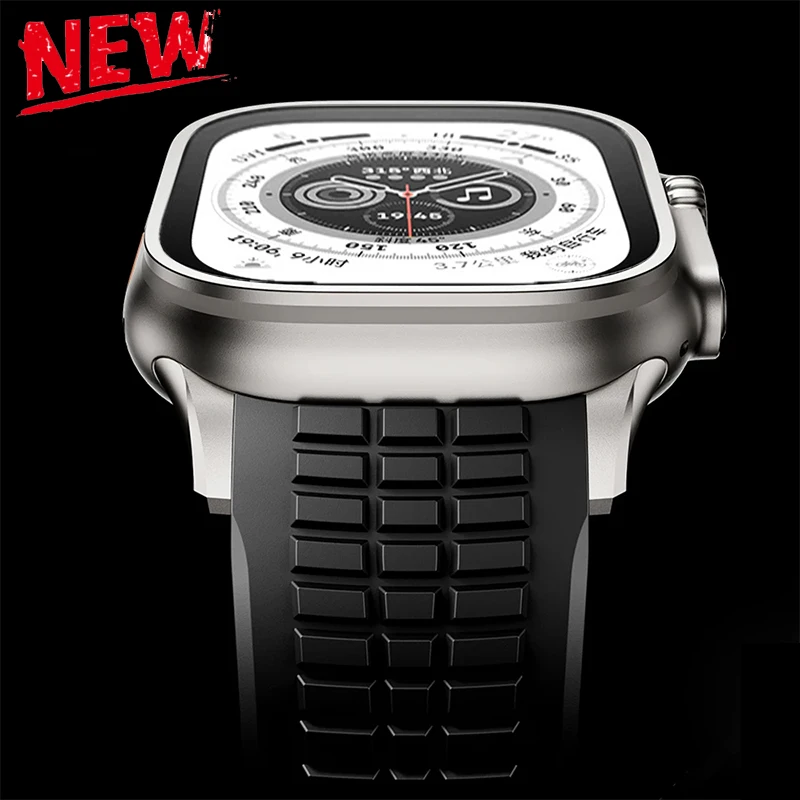 Sports Rubber Band for Apple Watch Series 10 46mm Ultra 2 1 49mm 9 8 7 45mm Luxury Strap for Iwatch 6 5 SE 4 44mm 42mm Bracelet