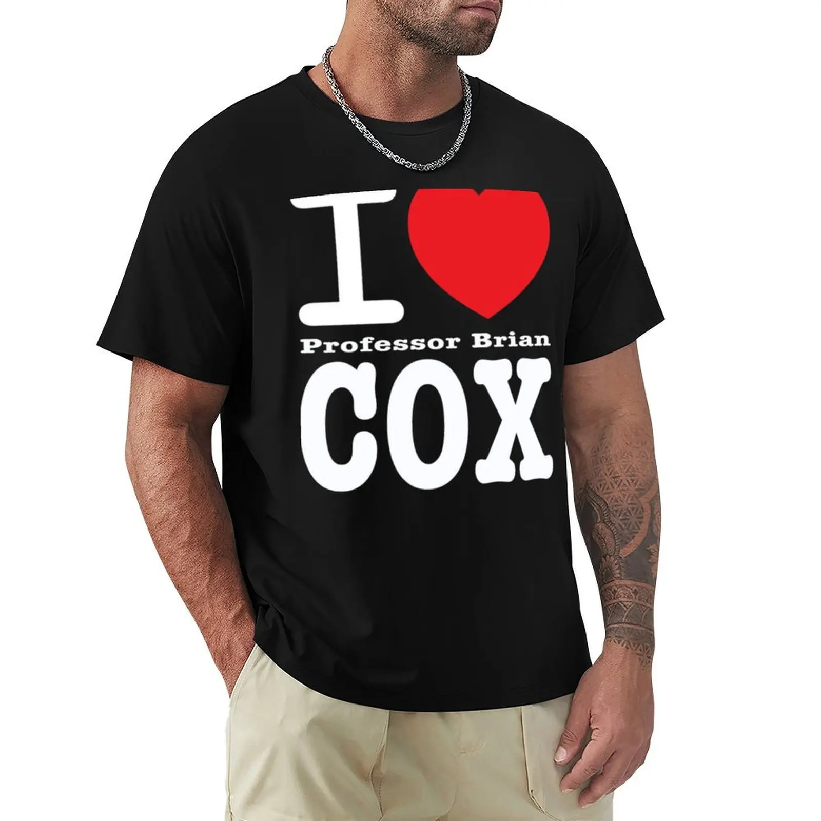 I LOVE professor Brian COX- Funny loveheart T-Shirt Basic Comfort Fit T-Shirt for Men