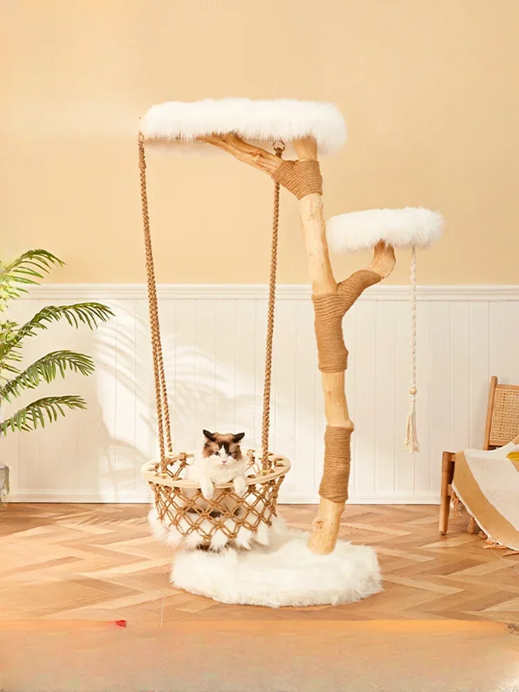 Cat climbing frame cat villa handmade solid wood large cradle jumping platform supplies cloud