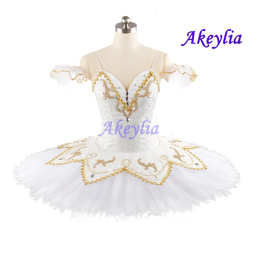 White Professional Ballet Tutu Dress YAGP Sleeping Beauty Costume Pancake Tutu Girl La sylphide Performance Stage Costume JN0153