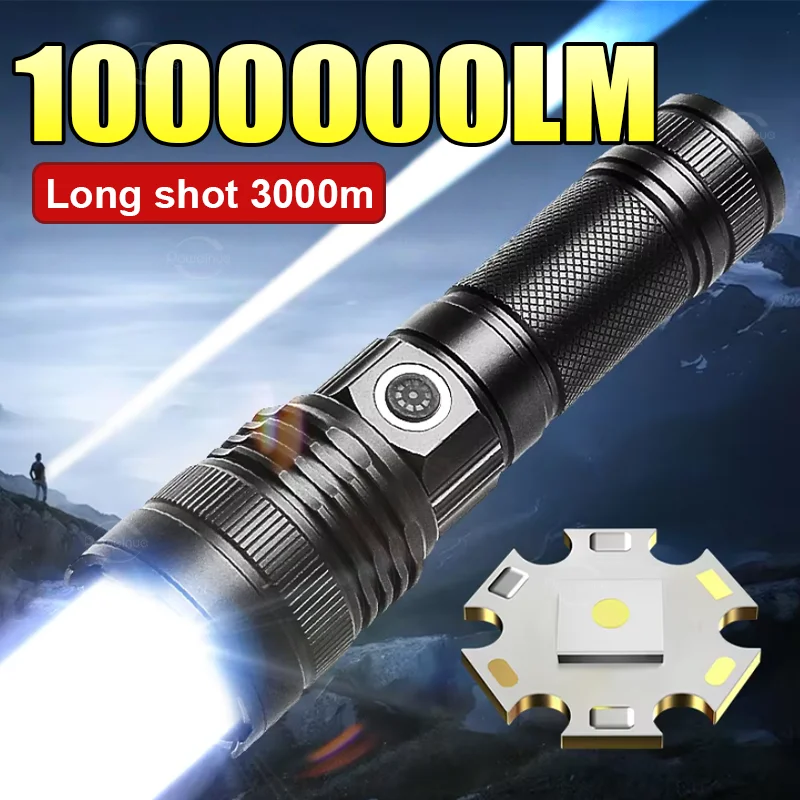 

Lighting 3000M Ultra Powerful Led Flashlight 500W High Power Torch Rechargeable Built-in Battery Flashlight Super Bright Lantren