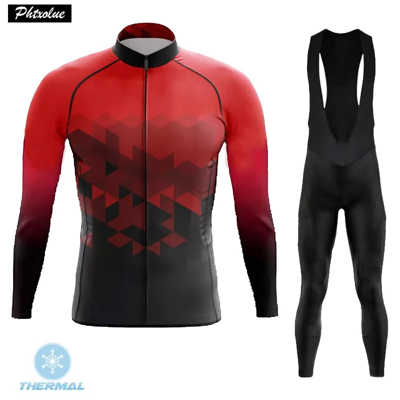 

2024 Men Winter Cycling Set Clothing Jerseys Thermal Fleece MTB Bicycle Bike Clothes Kit Maillot Ropa Ciclismo Uniform Suit