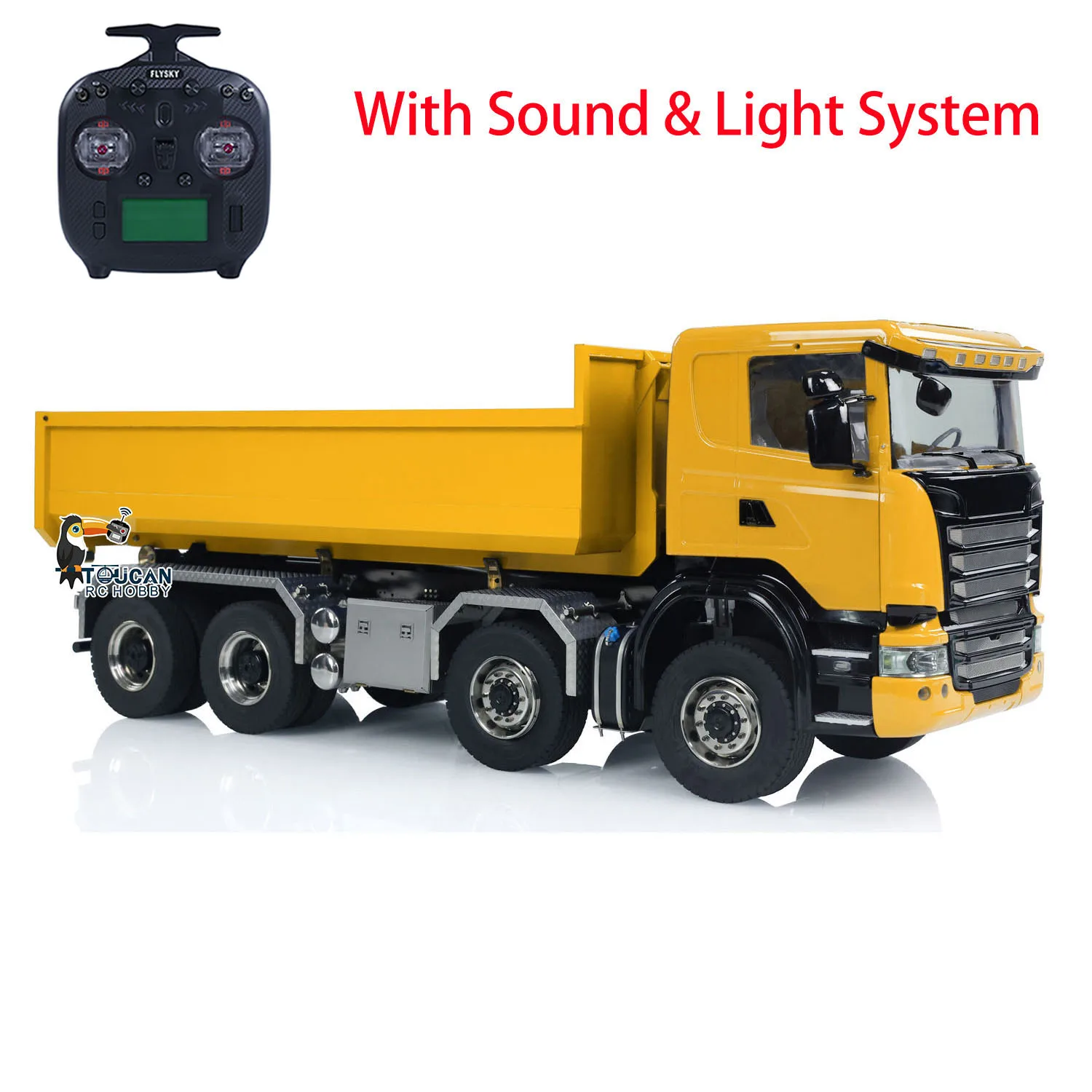 Toy 8x8 1/14 RC Hydraulic Dump Truck Metal Remote Control Roll-on Full Dumper Finished Tipper Car Sound Light CarTH23913