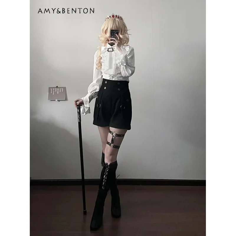 

25COSOriginal Sweet Cute Bow Lace-up Lantern Sleeve Shirt Women Harajuku Style Retro Court Shirts Autumn Winter New Lolita Women