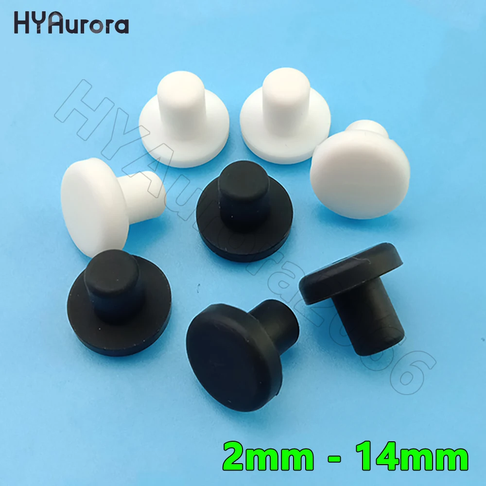 Tapones de Sellado Sólidos de Silicona de 2mm a 14mm, Tapones en Forma de T, Tapones Antipolvo, Tapones de Goma, Tapones de Extremo, Negro y Blanco