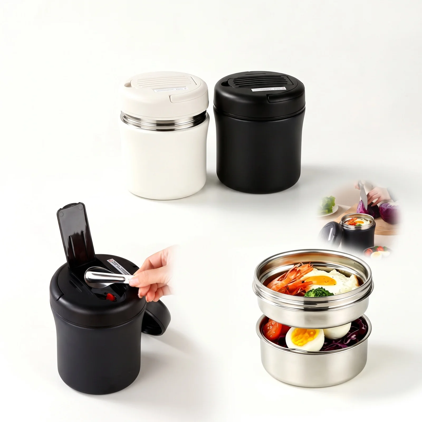 Stainless Steel Lunch Box Vacuum Insulated Lunch Box Multi-Layer Portable Food Container Long Heat Retention Bento