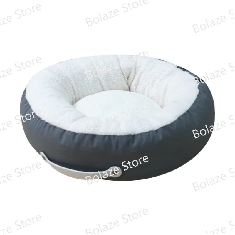 

Pet Dual-Color Patchwork Autumn and Winter Plush Warm Round Kennel Removable and Washable Y09 Support One Generation