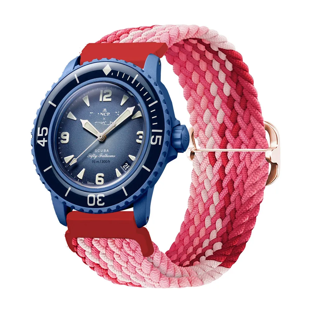 

Elastic Bands for Blancpain X Swatch 22mm Band, Slide Buckle Nylon Woven Strap