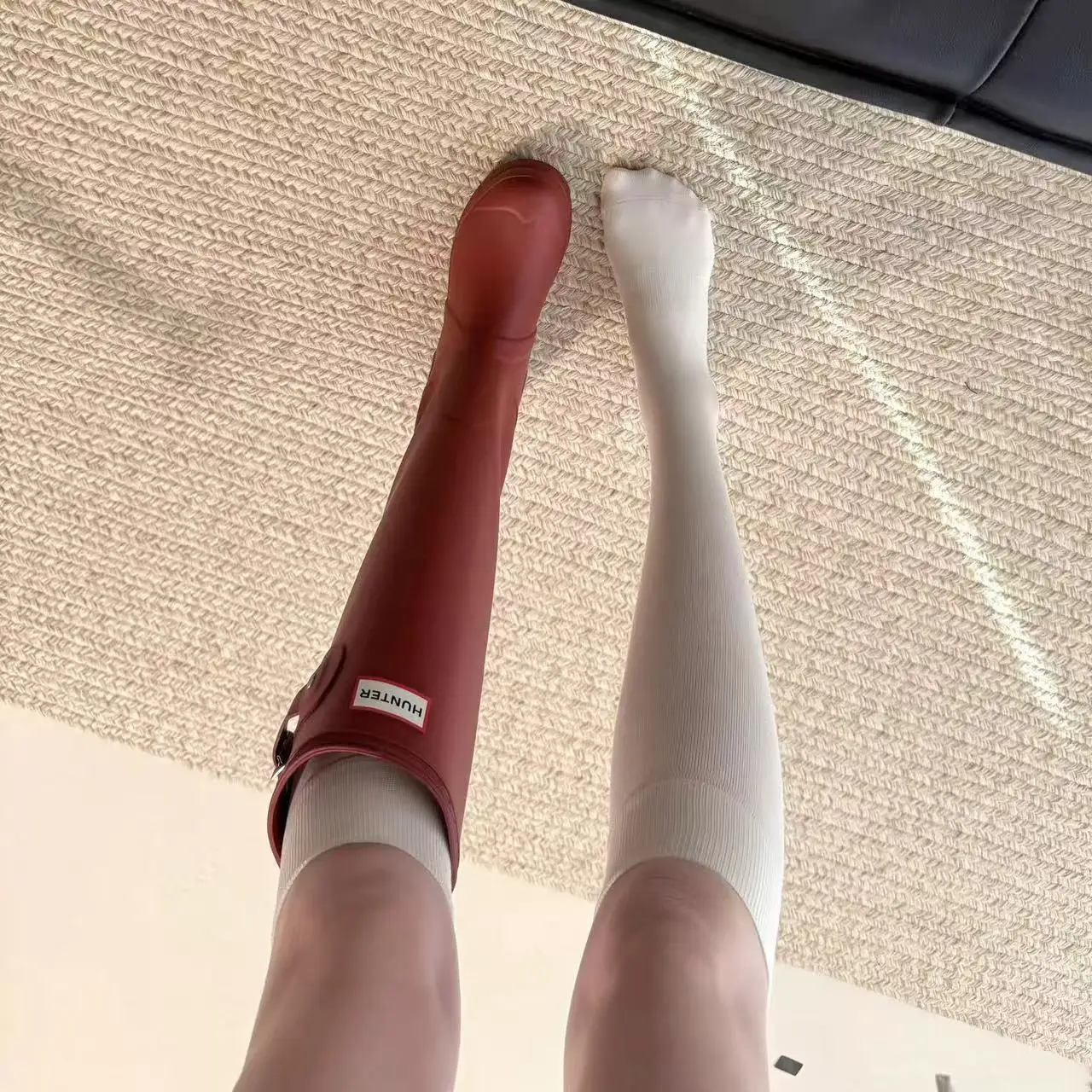 MIU-style Calf-length Socks for Women, Spring/autumn Compression Seamless Stacked Socks Reaching The Knee, JK-style Solid-color