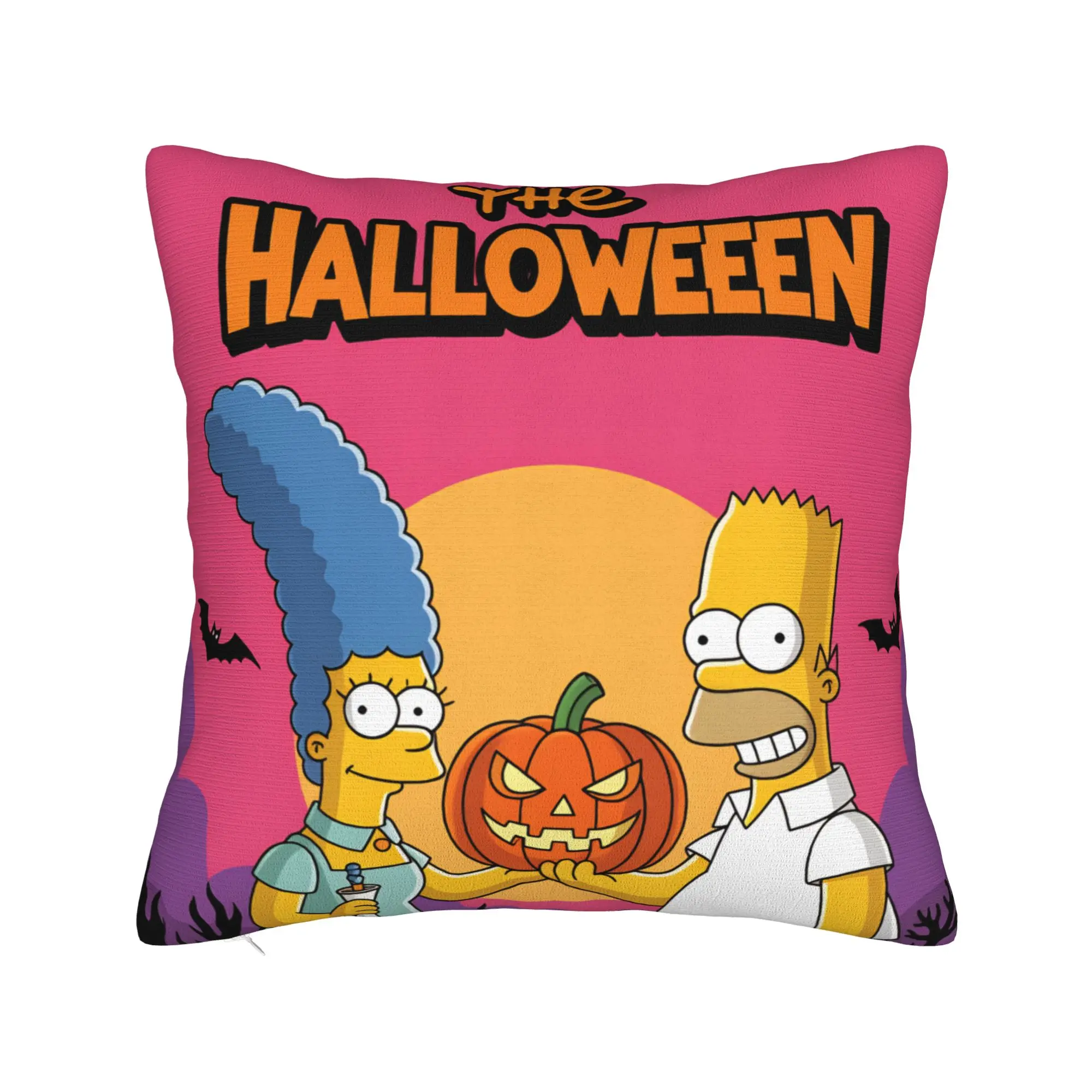 Pillow Case S-Simpsons The Halloween Couple Pumpkin Custom  Pillow Cover For Living Room Bed Chair Cute Funny Pillowcases