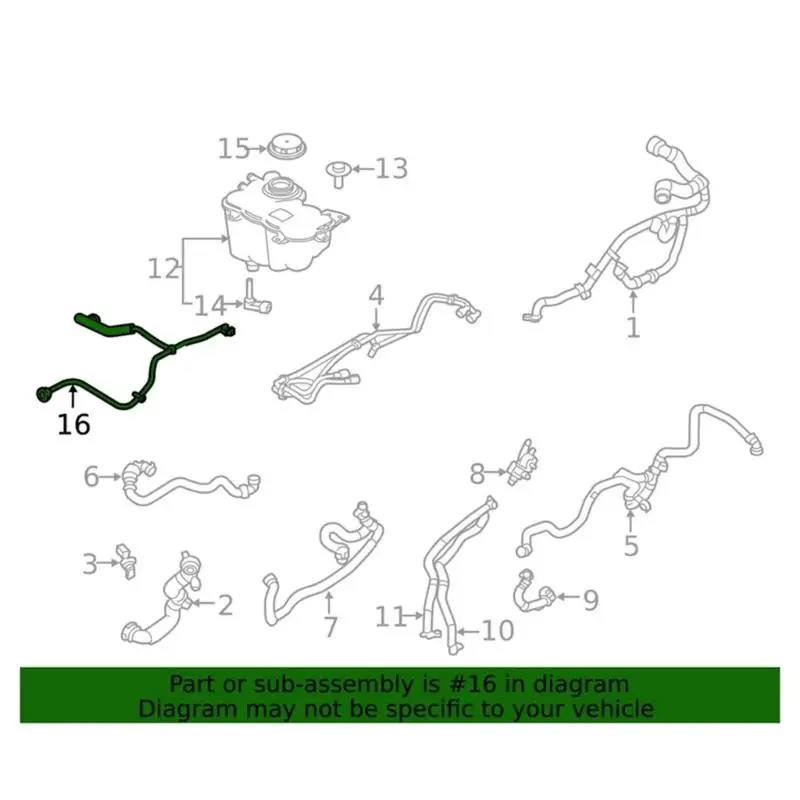 Coolant Circulation Hose Bottle Overflows Tube Line, For LR091813, T4A1783, T2H1438, GX738C362, GX738C362CB, GX738C362CC