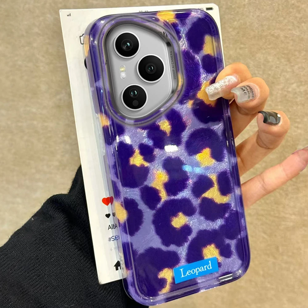 

Retro Gradient purple Leopard Phone Case for Honor 400 200 90 Smart Pro Magic7 6 5 70 Lite X9a X9c X9b X8b X8a X8c X7c X6c Cover
