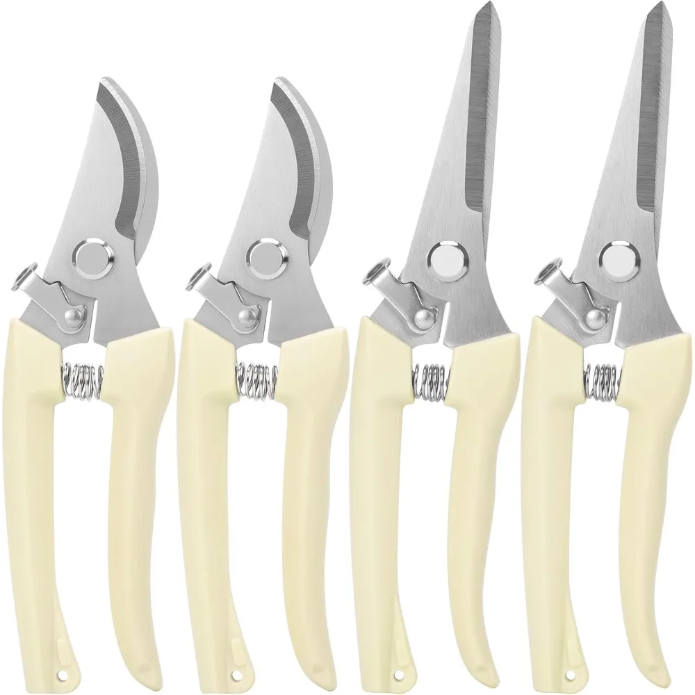 

4 упаковки секаторов, садовые ножницы из нержавеющей стали, острые ручные садовые ножницы, садовые ножницы с байпасом и прямым лезвием