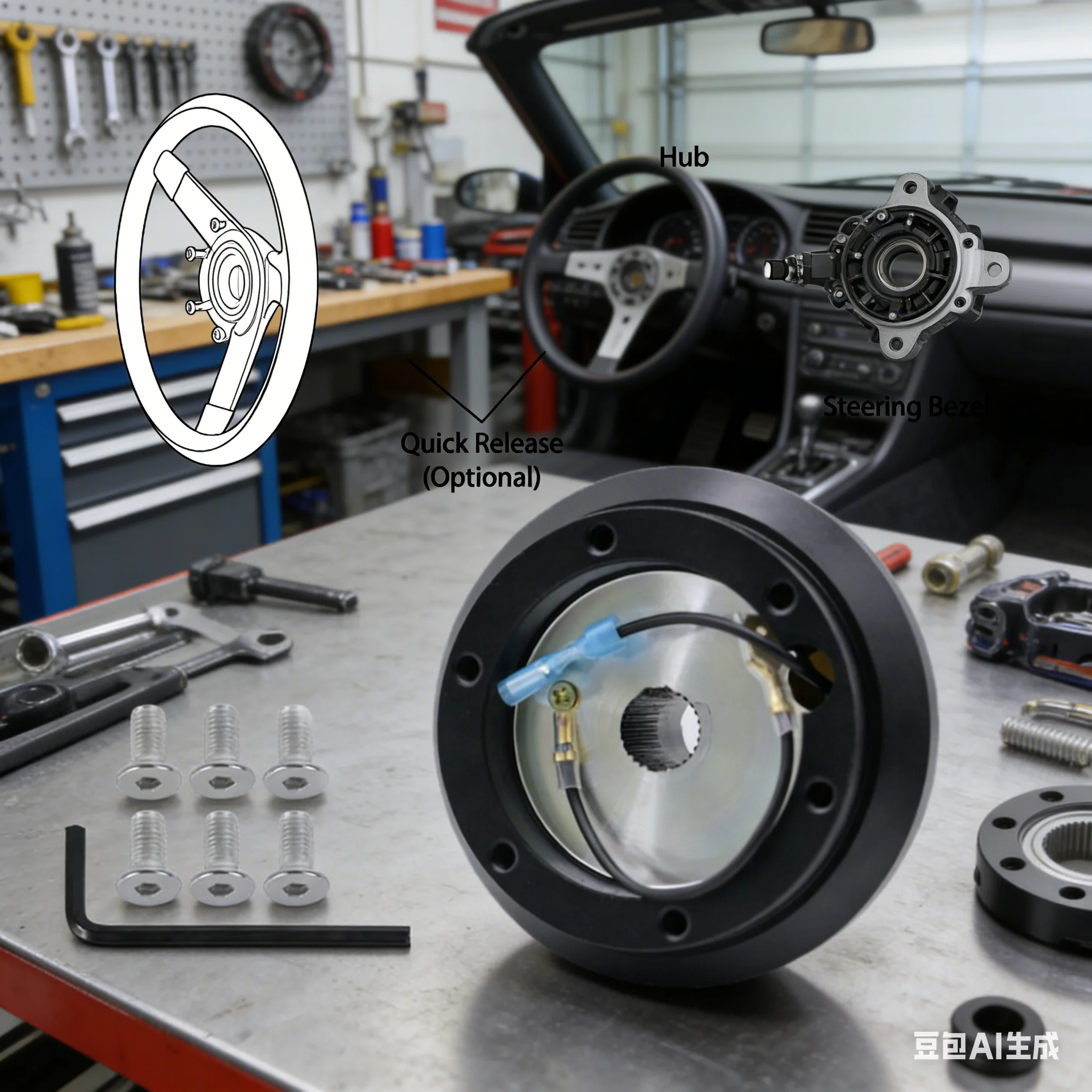 

1PC 110H Steering Wheel Base Short Hub Adapter Kit For Civic EG 92-95 For Integra DC 94-01 For Preludes 92-96 For Accord 92-93