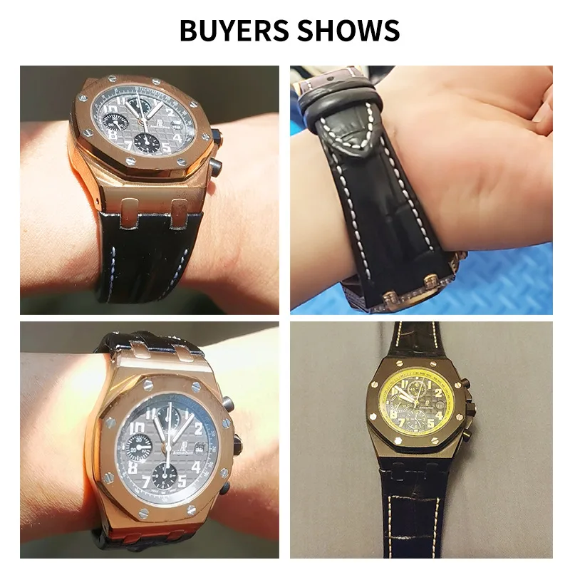 Top layer Genuine Leather watch Strap for AP Audemars 15400 15703 Royal Oak Offshore Series Male 28mm Black Brown Watch Band