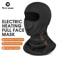 WEST BIKING Three Gear Electric Heated Ski Headgear Winter Windproof Full Face Mask Motorcycle Cycling Warm Men Women Face Cover