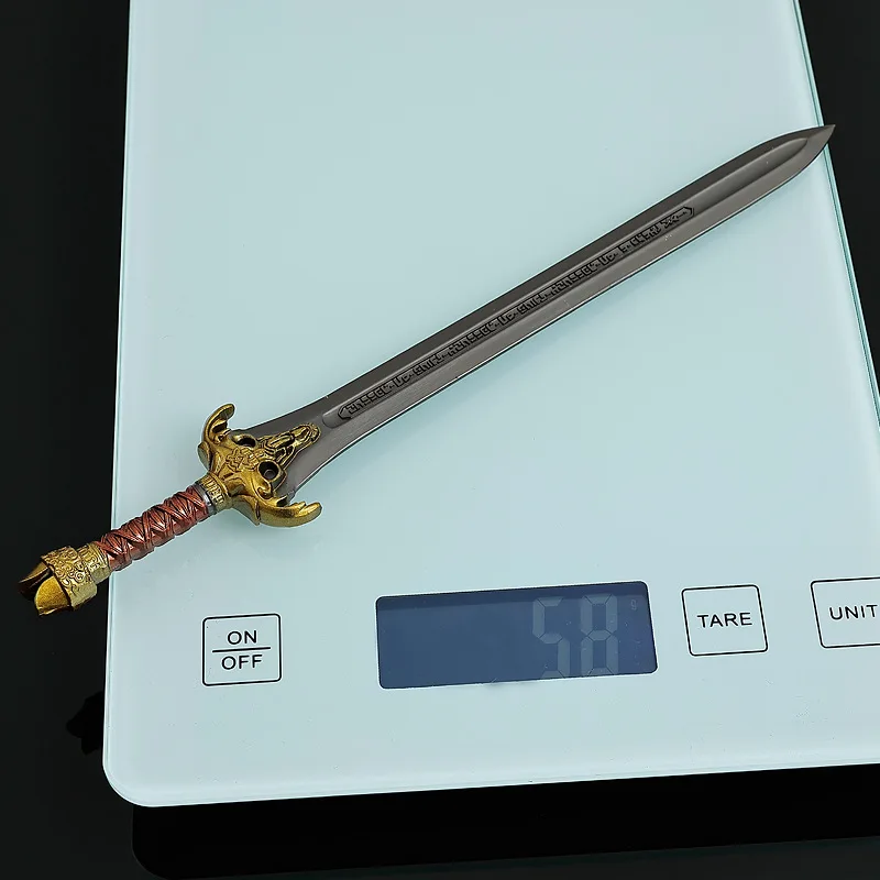 22ซม./8.66in Conan The Barbarianอะนิเมะอุปกรณ์ต่อพ่วงอาวุธรุ่นKingดาบโลหะของเล่นดาบอาวุธเครื่องประดับคอลเลกชันเดสก์ท็อป