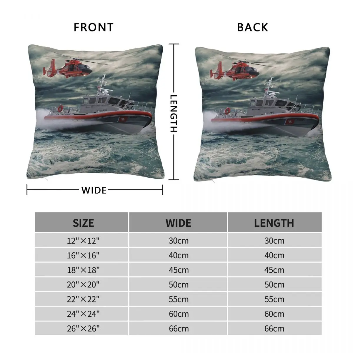 United States Coast Guard USCG Pillowcase Polyester Linen Velvet Creative Zip Decorative Home Cushion Cover