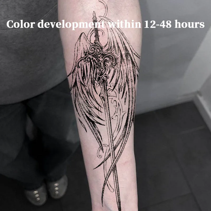 Temporary Tattoos Fake Tattoo Ornate Angel Wing Sword Herbal Juice Sticker Cheap Goods Novelty in Toys for the Best Adolescents