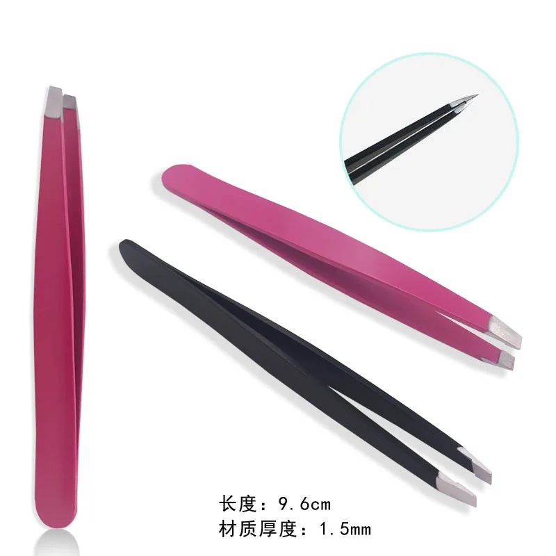 Stainless Steel Black Oblique Eyebrow Clipper Beauty Tool Eyebrow Clipper with False Eyelash Tweezers