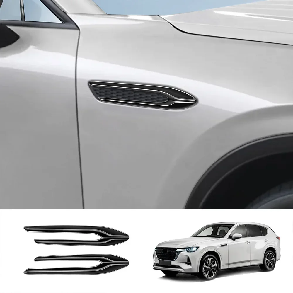 

For Mazda CX60 CX 60 2022 2023 2024 ABS Chrome Car Front Air Flow Vent Fender Trim Badge Decoration Car Accessories Styling