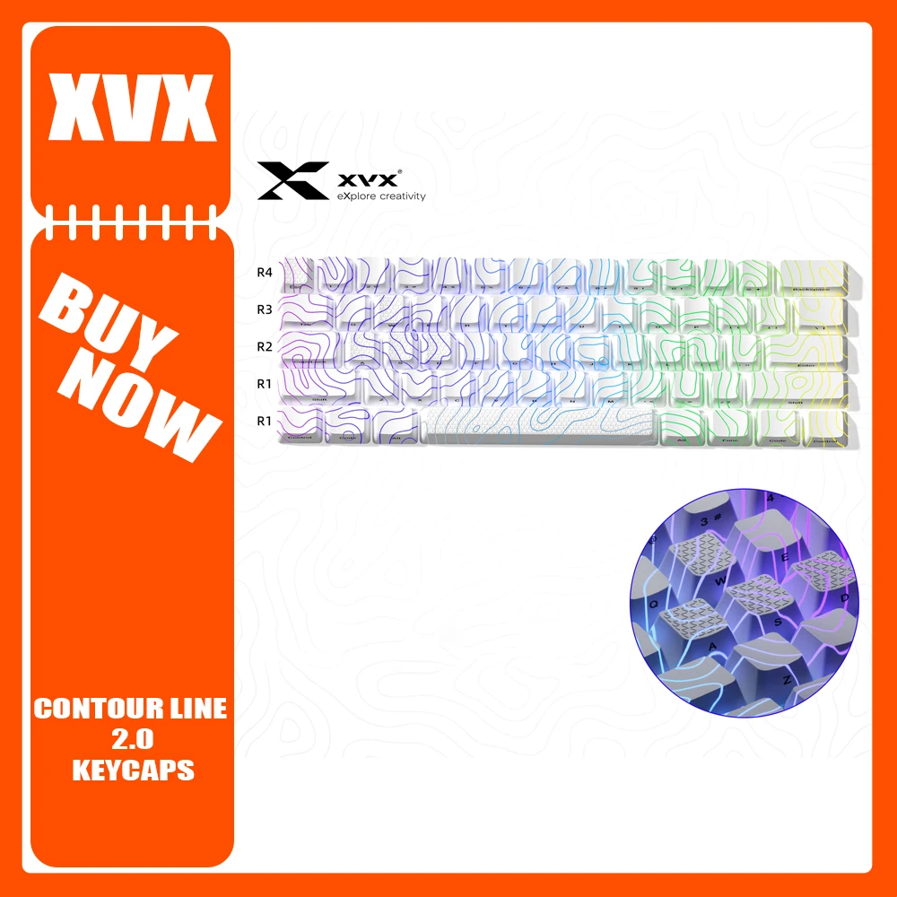 Xvx Contour Line 2.0 Keycap 3D Matte Hot-Swap Keycaps Transparent Side Carving Imd Customized Mechanical Keyboard Keycap