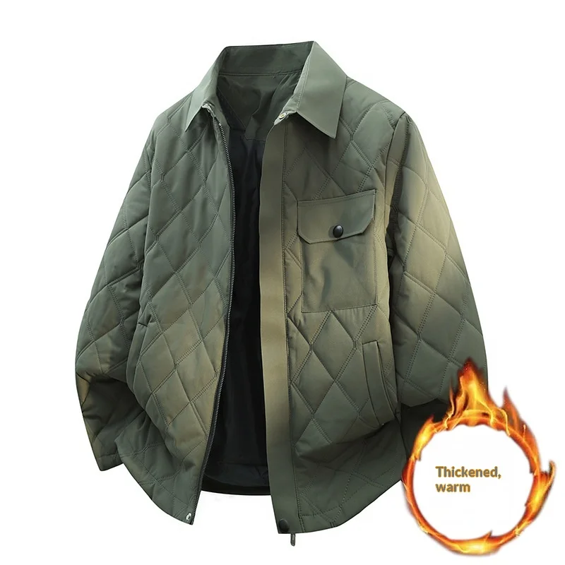 

Large Size Lapel Jacket Men's Autumn and Winter New Trend Cotton Thickened Warm Windproof Cotton Jacket Men's Jacket
