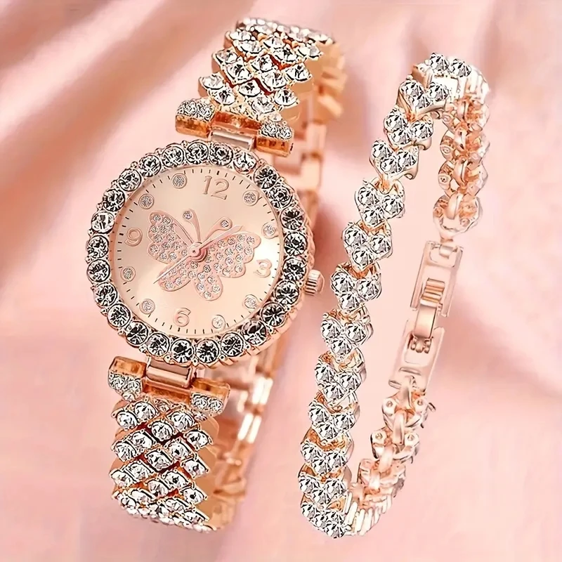 2-piece Women's Quartz Watch + Accessories Set, Elegant and Fashionable Style, Ideal as a Valentine's Day and New Year Gift