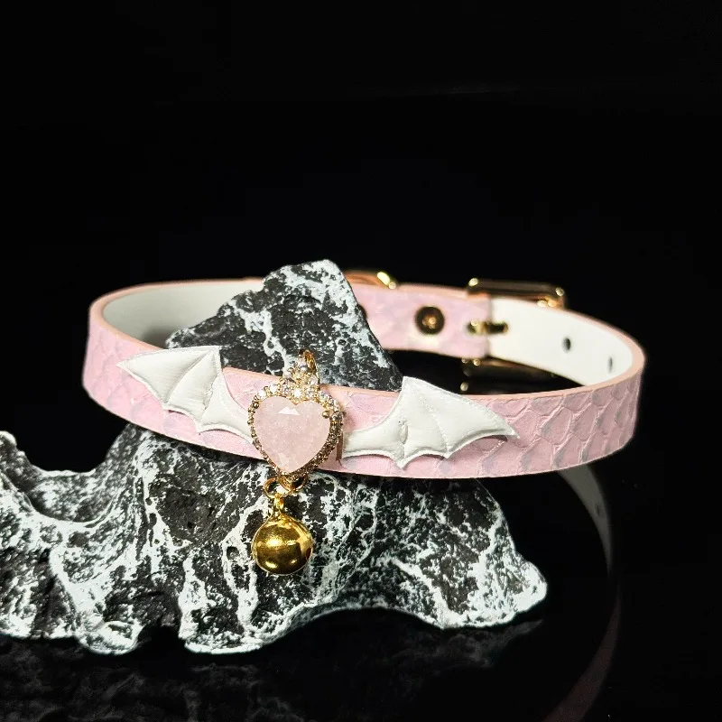 Super Beautiful Choker Snakeskin Collar Original Custom Puppy Sweet Cool Pink Collar Personalized Female Couple Gift