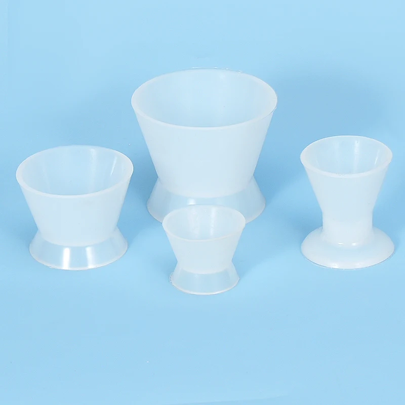 4pcs White Dental Mixing Cups Silicone Dish Mixing Bowl Non-Stick Dentistry Mixing Cup Flexible Bowl