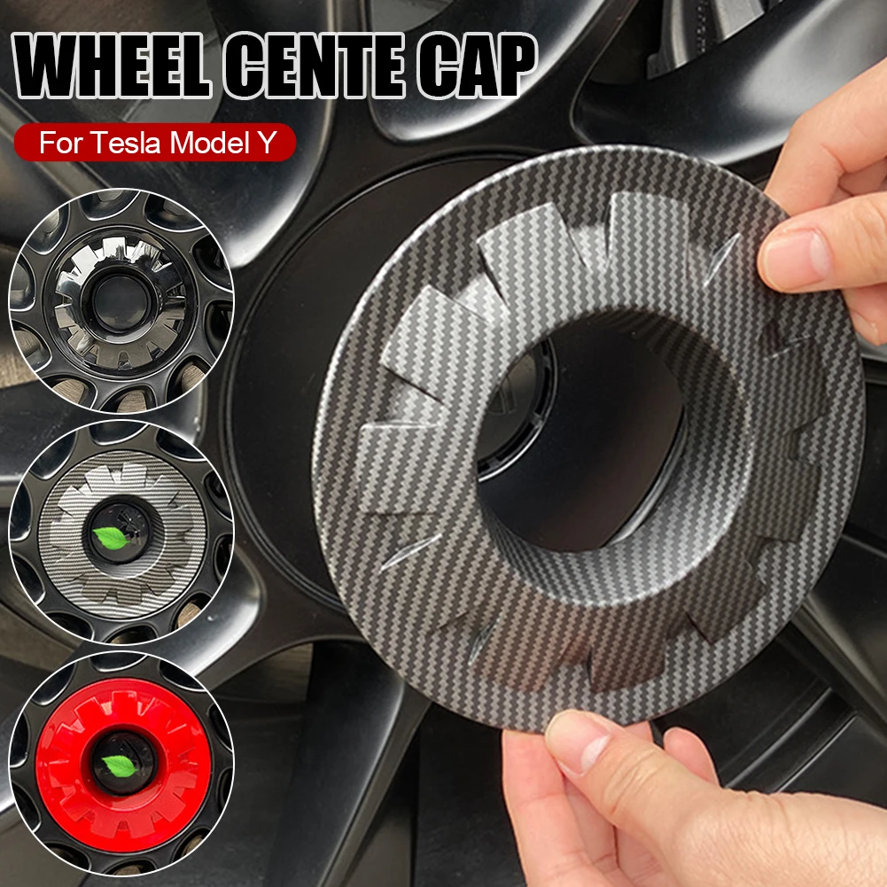 

For Tesla Model Y Car Wheel Center Cap Hub Cover Carbon Fiber ABS 20 inch Wheel Hub Cover Car Decoration Exterior Accessories