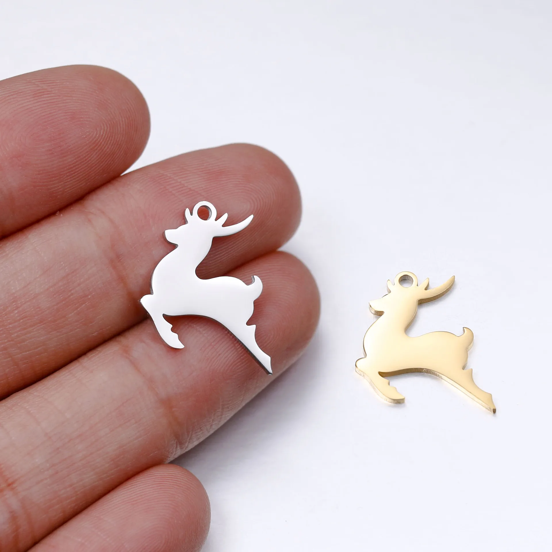 5Pcs/Lot Animal Christmas Deer Stainless Steel Charms for Jewelry Making Elk Mini Charm Pandents DIY Bracelet Necklace Findings