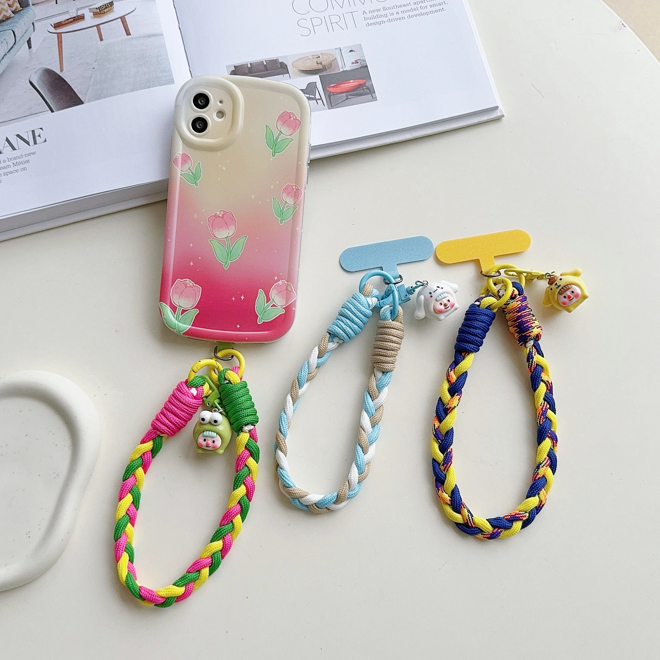 Creative Cartoon Mobile Phone Universal Lanyard Three-Color Wrist Strap Hand-Woven Hand Rope Mobile Phone Hanging Accessories