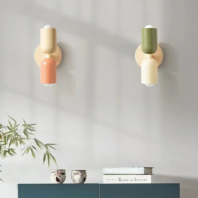 Nordic LED Wall Lamps Modern Minimalist Cream Double Head Lights For Living Room Bedroom Bedside Study Indoor Decoration Fixtu