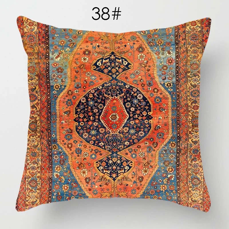 Funda de almohada decorativa con patrón persa étnico, cubierta de cojín de lino de estilo turco de Oriente Medio para decoración del hogar y sofá,