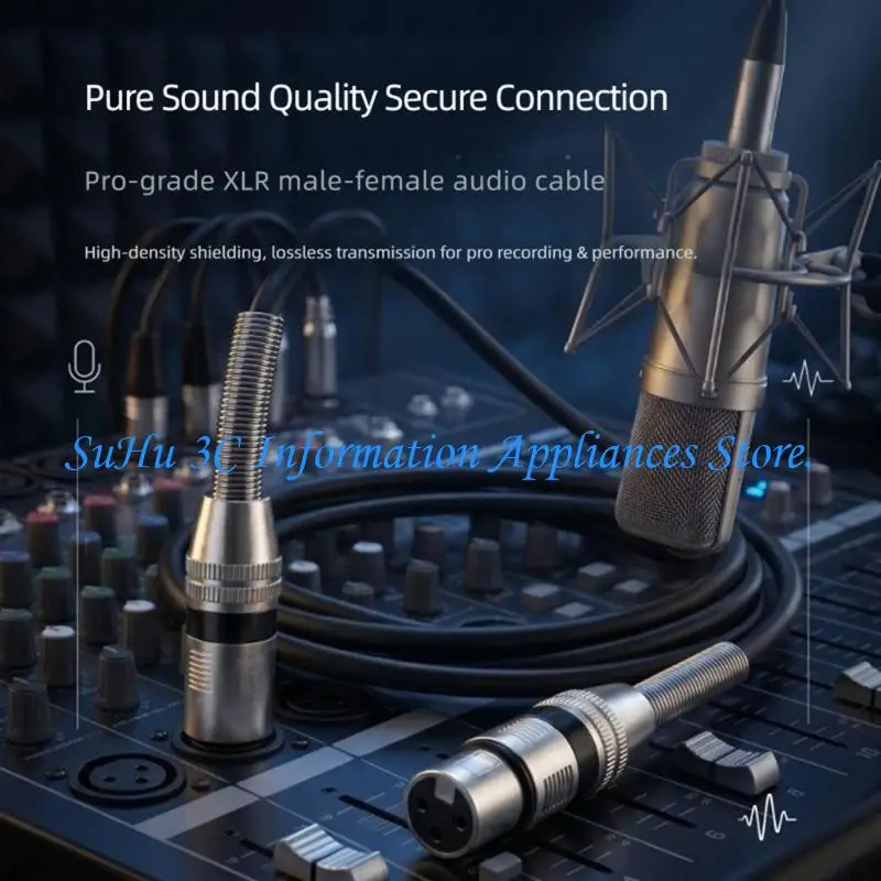 3 Pin XLR Male to Female Cable, Metal Housing Cord for Speaker Systems and Daily Stage Routing Work Use