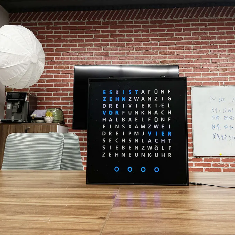 CP0403  German Wall or Desk Clock  Modern Design Unique Customized Language Wall Light up Word Clock