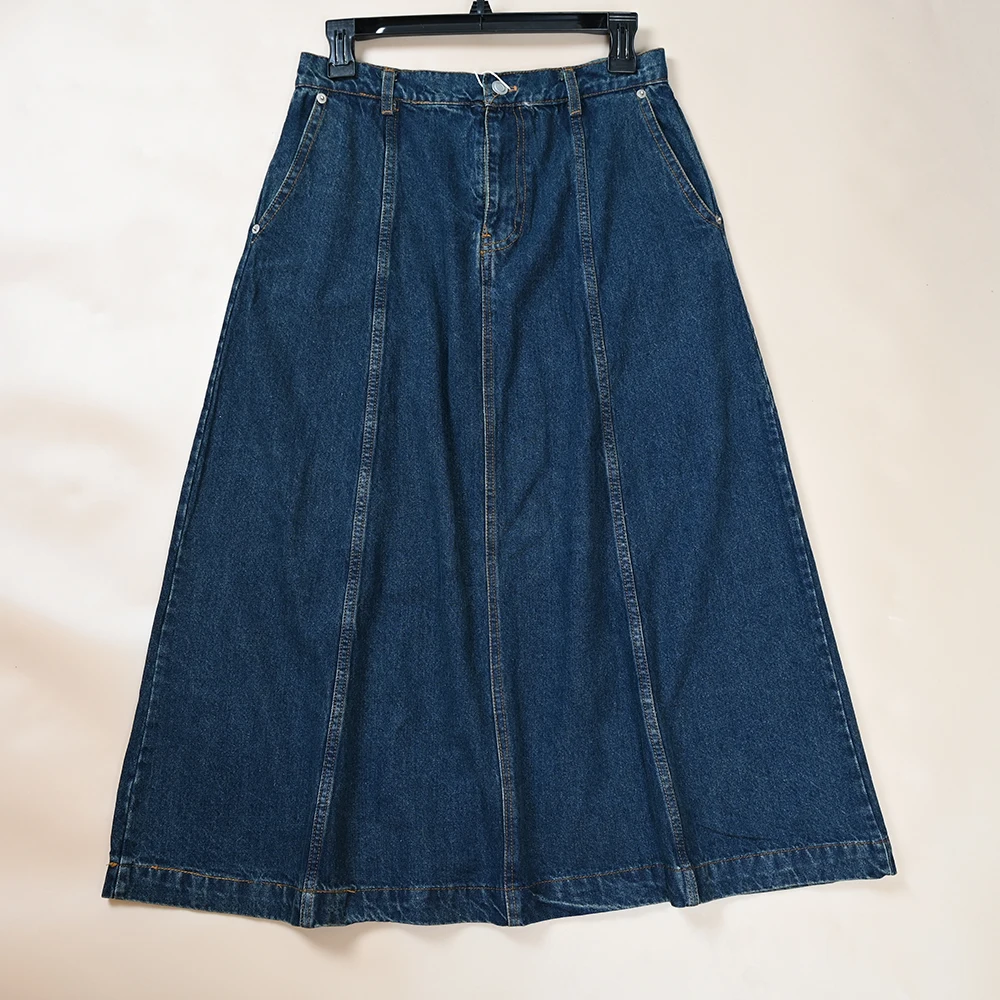 

Fall New Sle High Waist A-Line Midi Skirt for Women Vintage Denim Commute Ele Slimming Skirts Casual Ocns