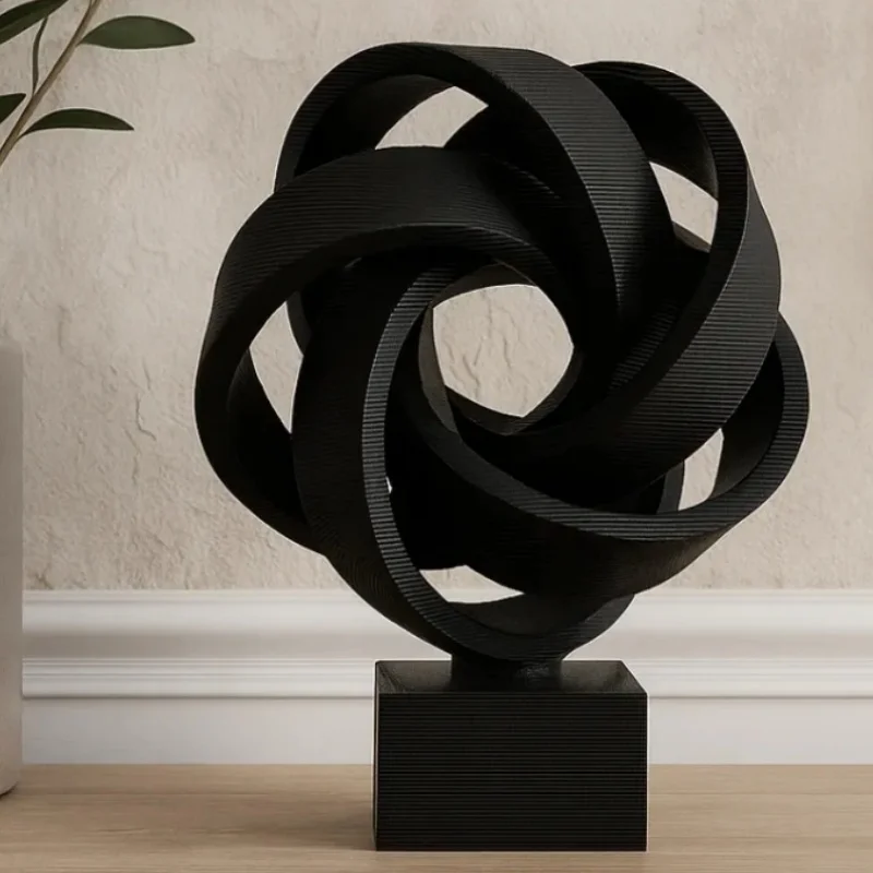 Modern Twisted Loop Abstract Art Figurine, 3D Printed Plastic Infinity Spiral Sculpture, Minimalist Tabletop Display Decoration