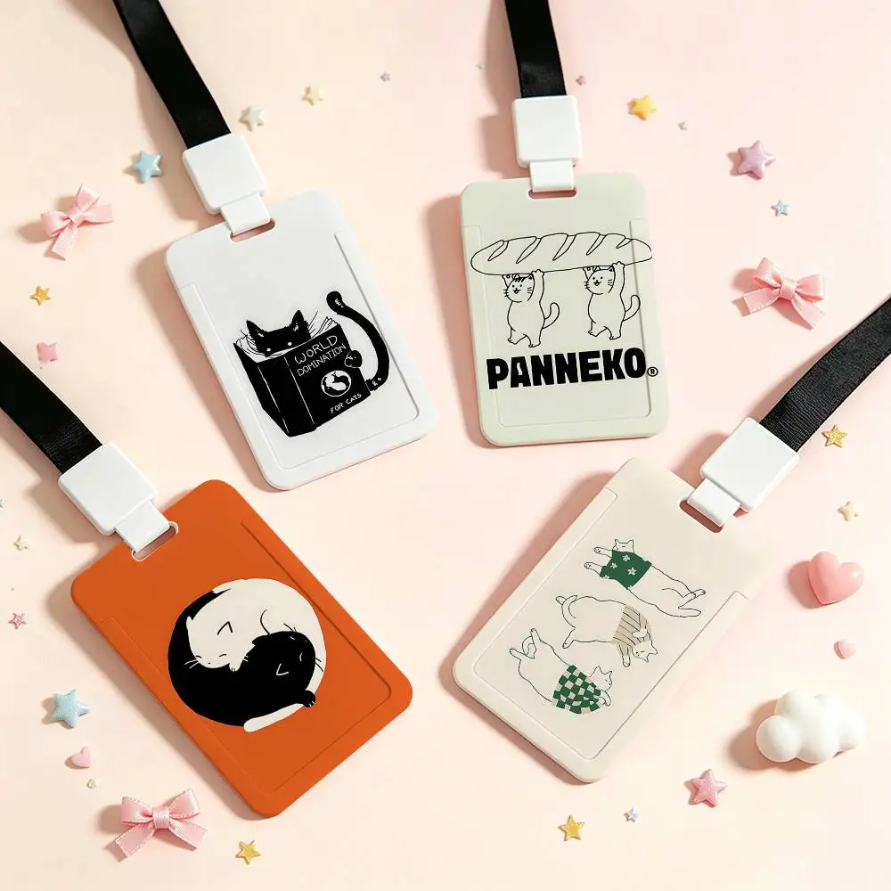 Abstract Funny Lazy Cat Employee ID Badge With Name Tag, Lanyard, High-end Work Badge, Card Holder, Student ID Badge