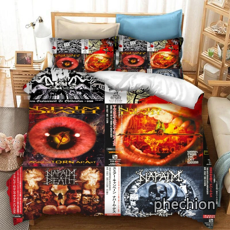 phechion Napalm Death 3D Print Bedding Set Duvet Covers Pillowcases One Piece Comforter Bedding Sets Bedclothes Bed K441