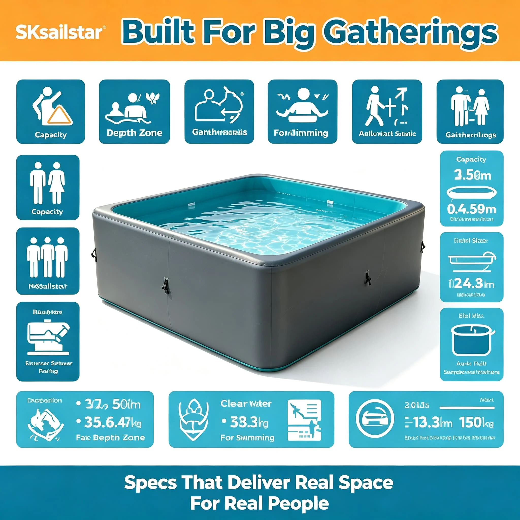 Manufacturer Large Drop Stitch Pool Rectangle PVC Outdoor High Pressure Inflatable Swimming Pool for Summer Villa Garden