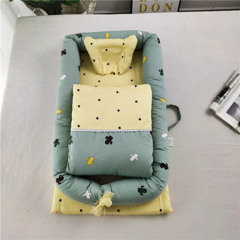 سرير أطفال من الساتان القطني بنسبة 60%، سرير لحديثي الولادة قابل للطي، سرير أطفال بيونيك متعدد الوظائف