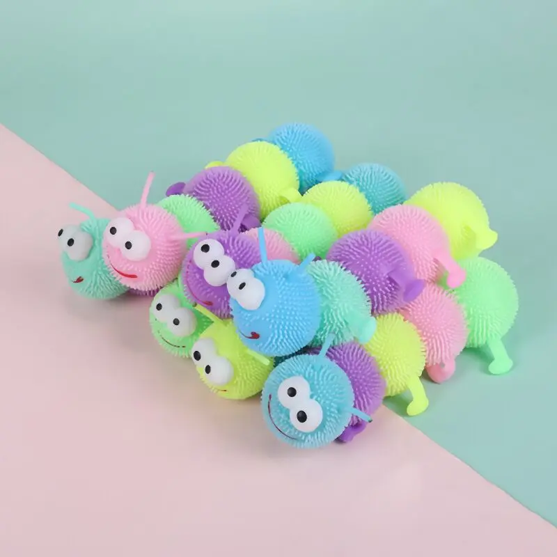 

Cartoon Glowing Ugly Cute Caterpillar Pinch Toy Funny Flash Color Five Section Insect Glow Release Stress Relief Squishy Fidget