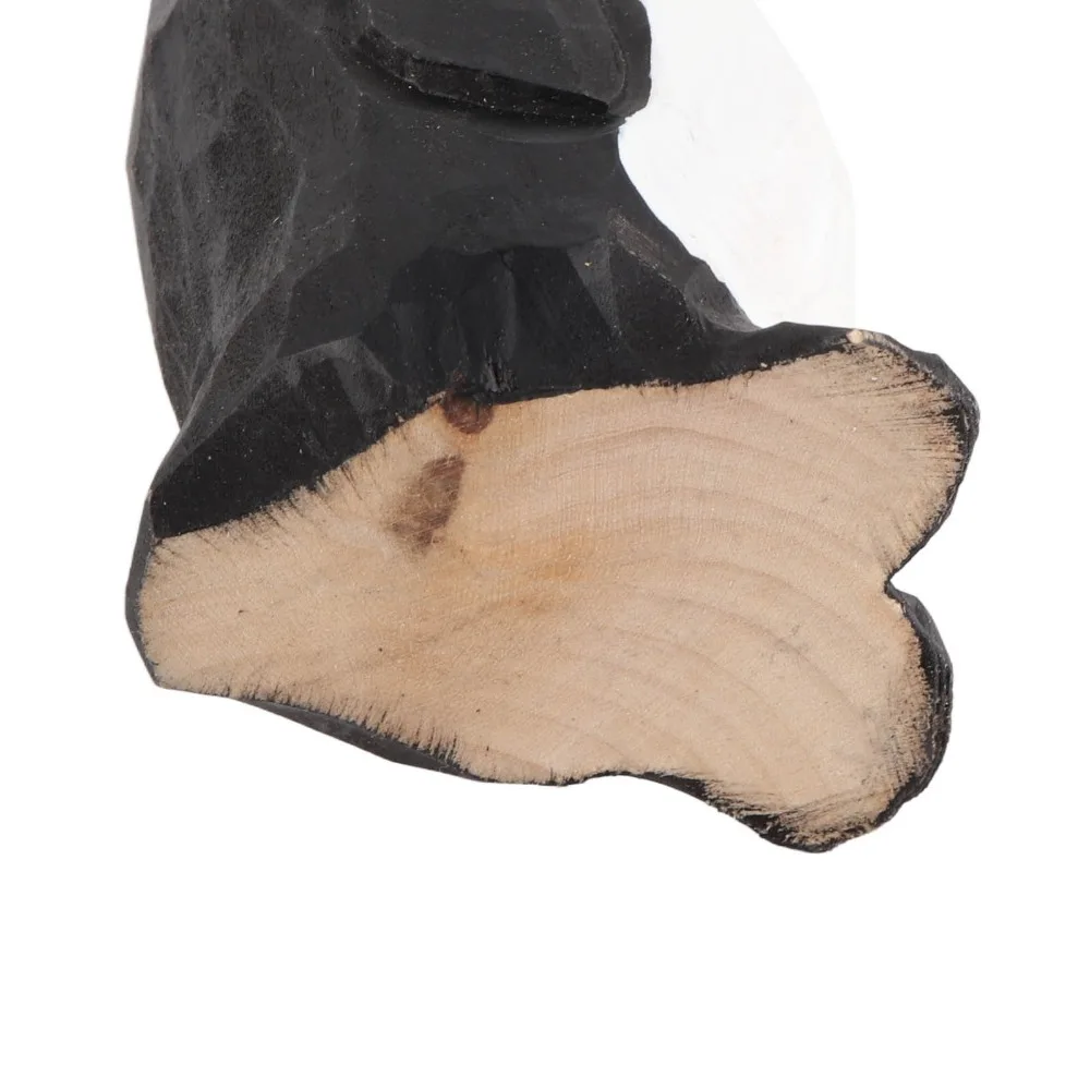 Black Wooden Penguin Statue Solid Wood Carved Penguin Ornament Exquisite Wooden Animal Figure Dining Table Decoration