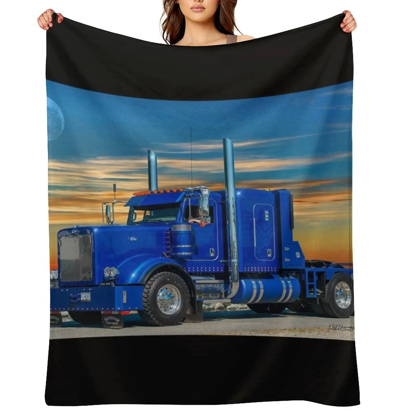 

Blue Peterbilt Throw Blanket Plush Hairy blankets ands Polar Blankets