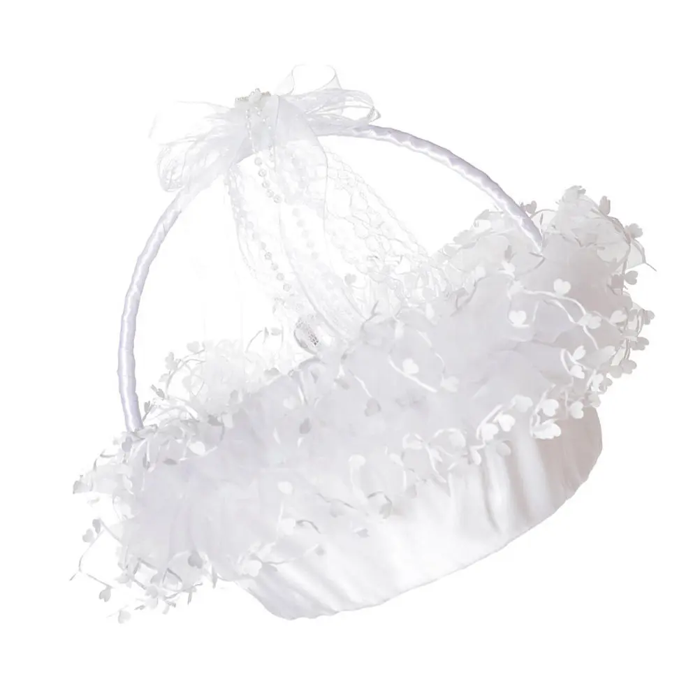 

Premium Lace Wedding Basket for Flower Elegant Handheld Flower Holder Candy Container Gift Basket Decorative Photography