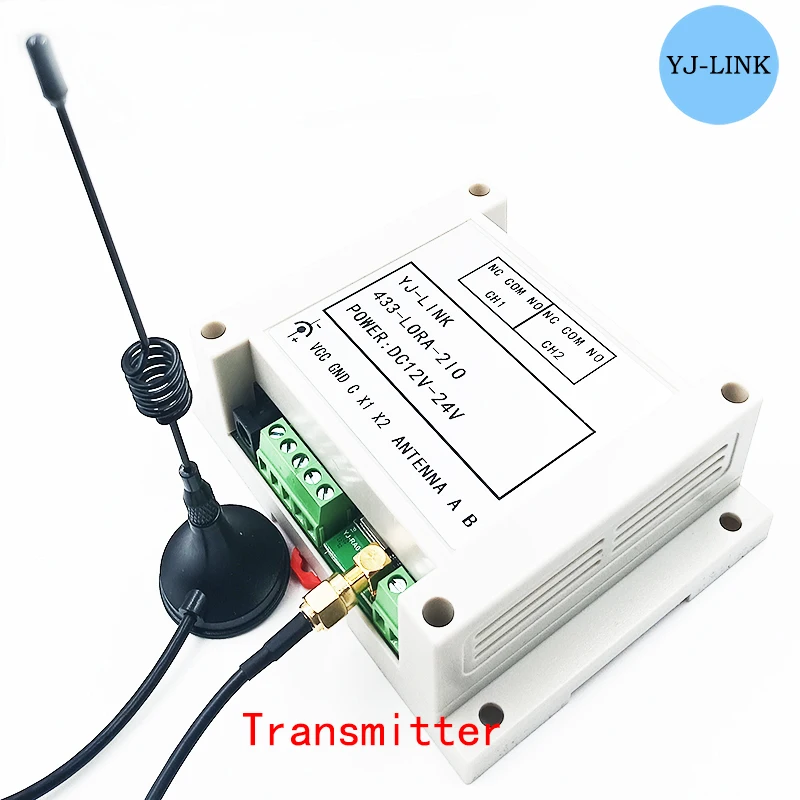 2CH 433MHz Lora Remote I/O Controller Wireless Transmission Point-to-Point Relay Switch Module