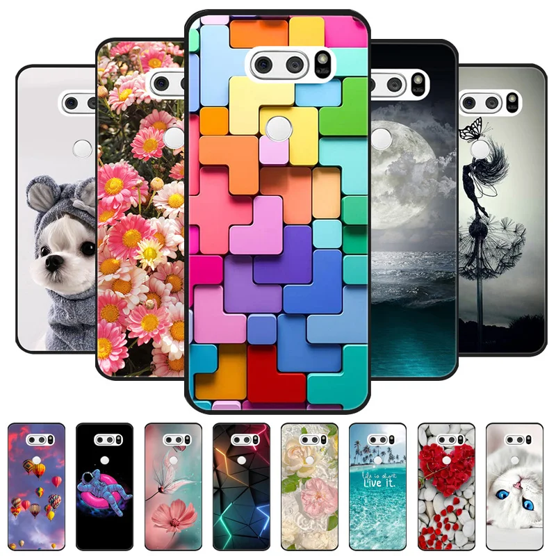 Para LG V30 V30 + Funda lindo gato pintado Funda trasera de teléfono para LG V35 V30S Thinq Funda de silicona suave para LGV30 V30 Plus Fundas Coques